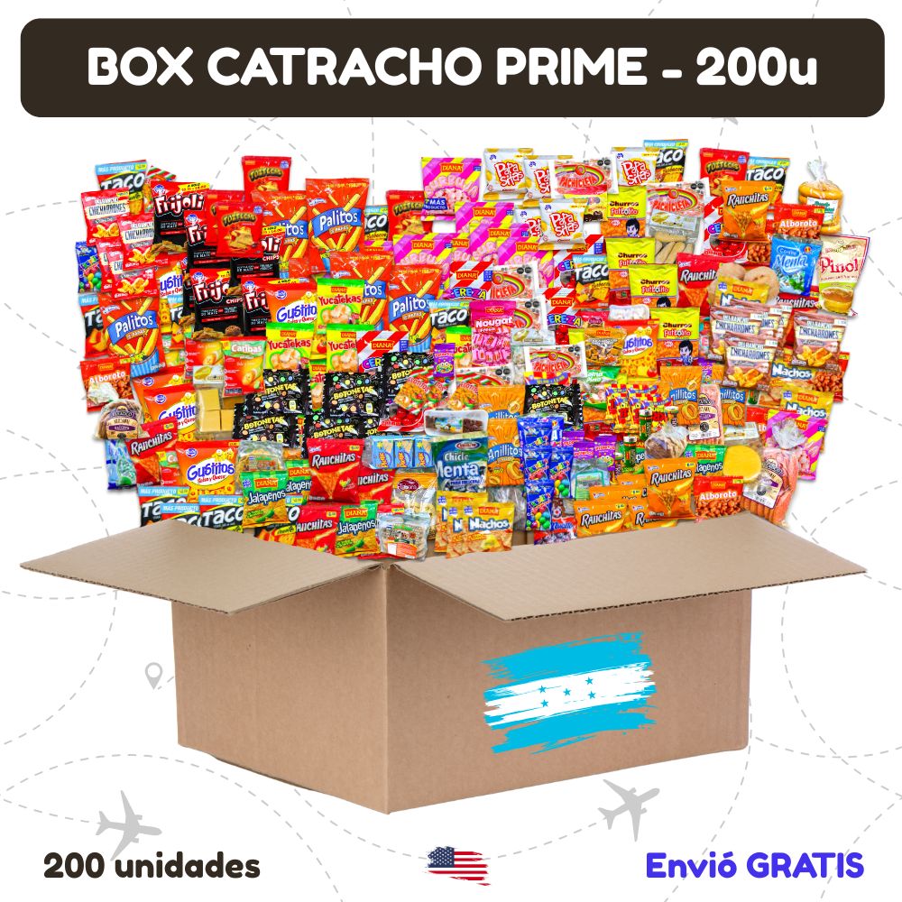 BOX CATRACHO PRIME – El tesoro definitivo de sabores catrachos. Contiene 60 productos (200u)